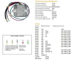 Dze regulator napięcia ducati 748/750/851/888/900/906/916`87-01 (jednofazowy, 35a) (esr510;esr515)